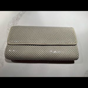 Whiting & Davis cream mesh bag with strap